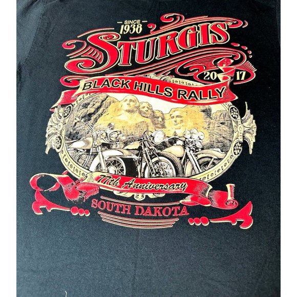 Gildan Sturgis Motorcycle Black Hill Rally Mt Rushmore 2017 T Shirt  Sz L Tee - Picture 1 of 6